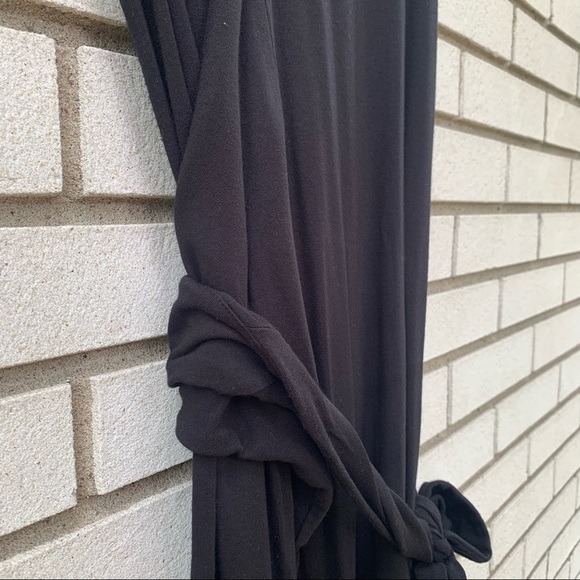 Peruvian Connection Black Sari Tie Front Dress Pima Cotton Modal Spandex Small - Picture 8 of 9